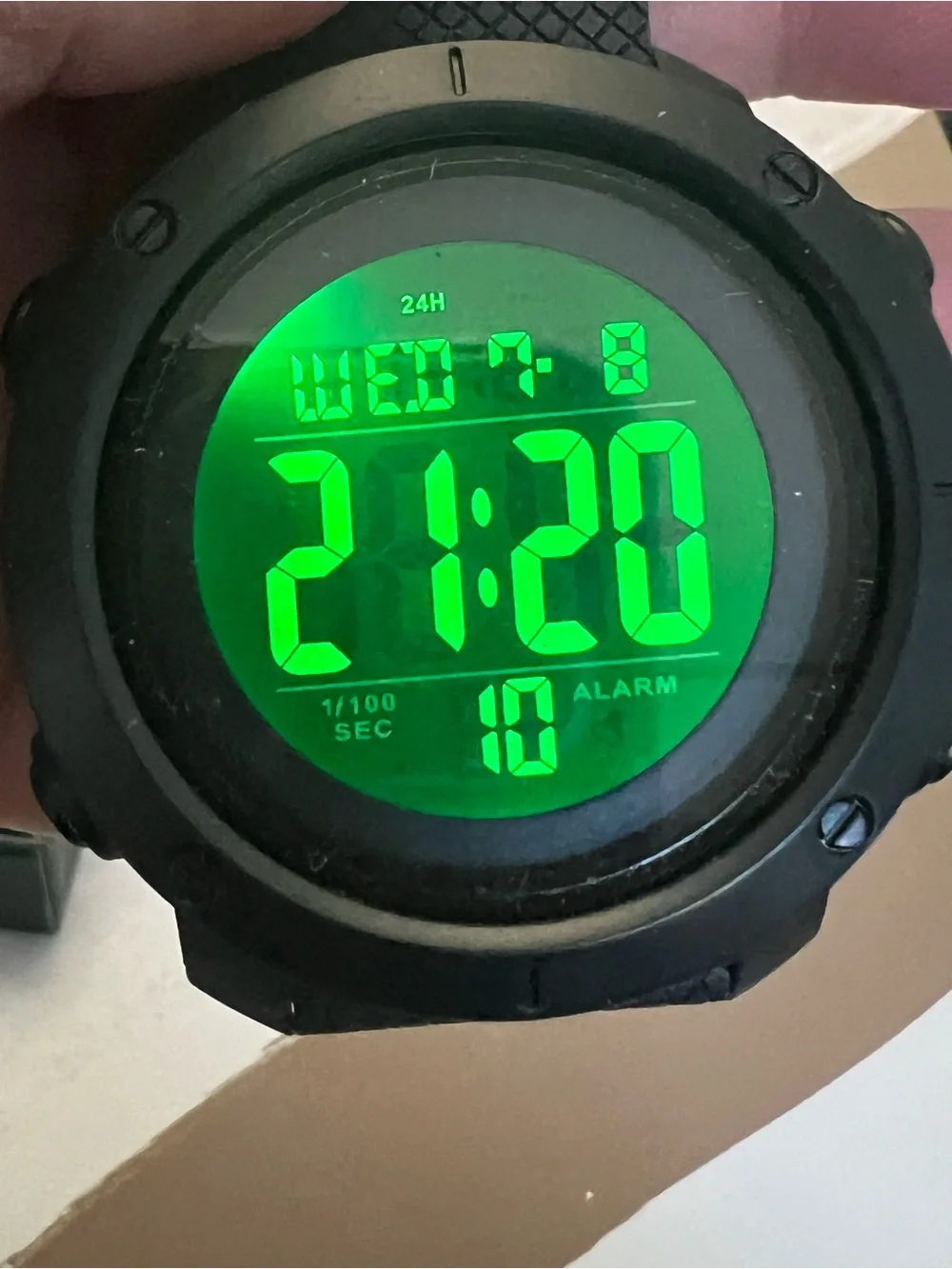 SNE Black Digital Sport Smartwatch with Green Display